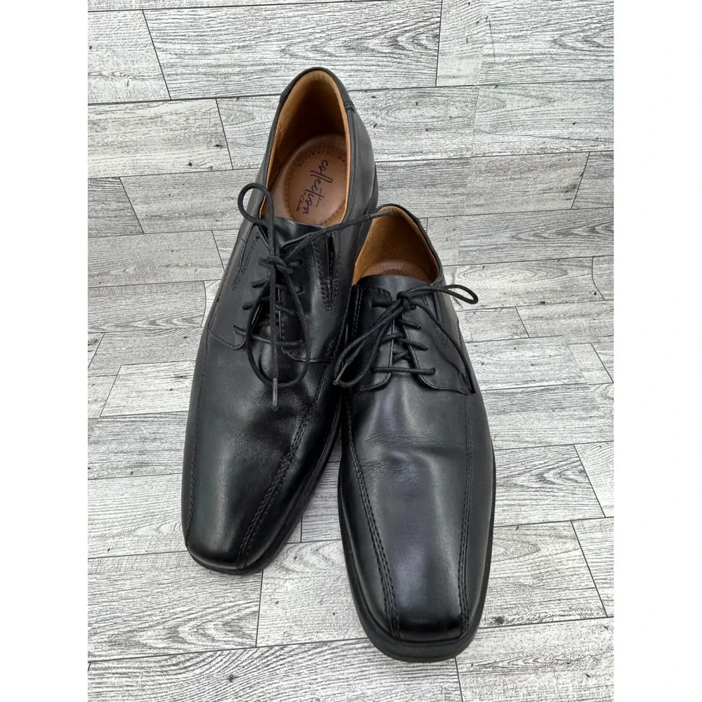 Clarks Collection Men Black Leather Ultimate Comfort Derby Shoes Size 11.5M